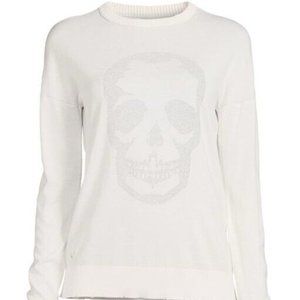 ZADIG & VOLTAIRE Gaby Skull Strass Crewneck Sweater- Cream Sz XS NWT $378